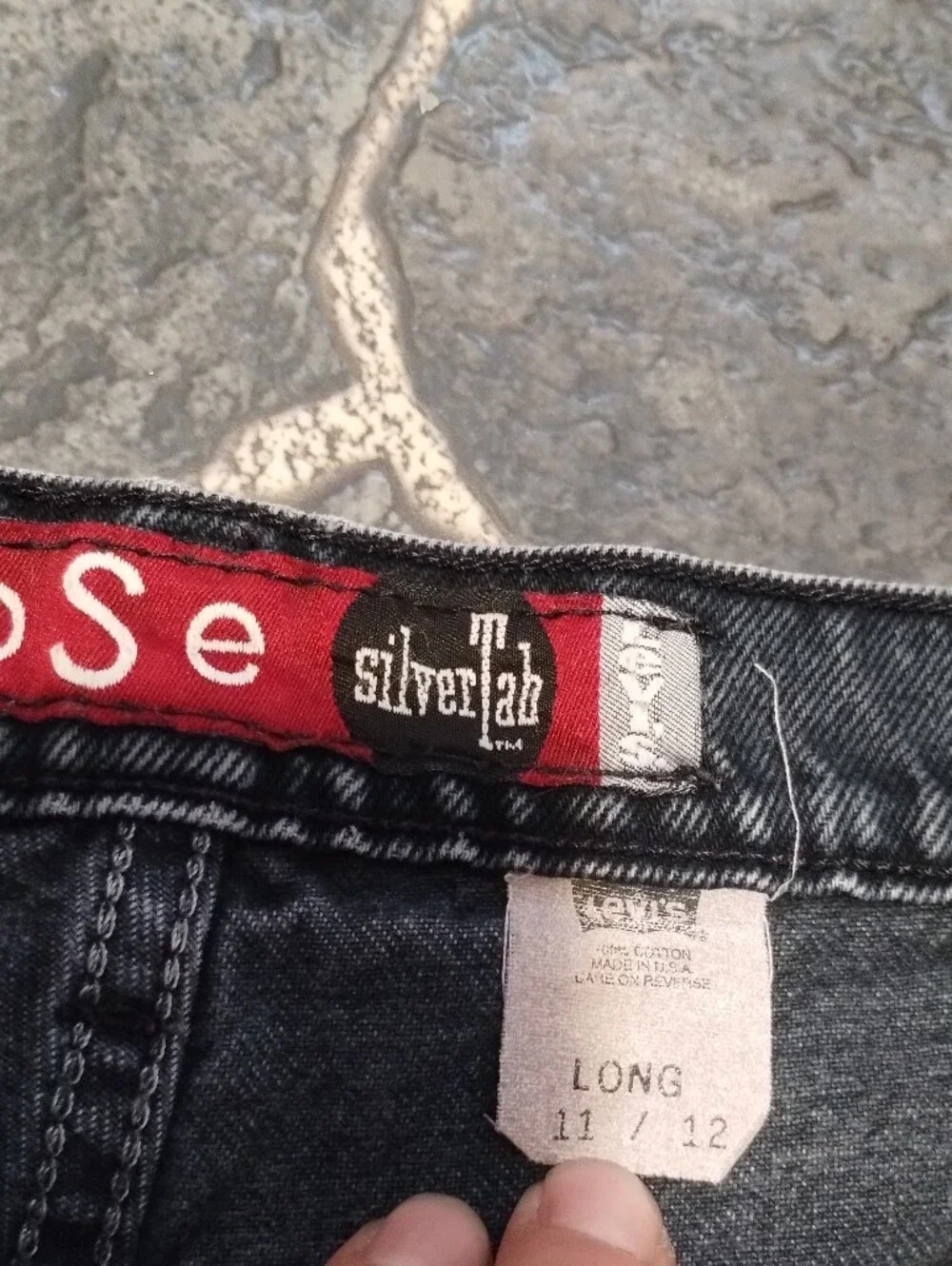 LEVIS Silvertab Loose black women's jeans made in USA size 11/12 L 90s VINTAGE